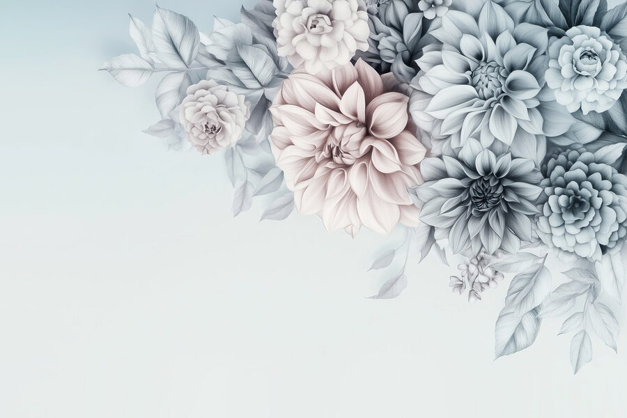 Gruppe von Blumen mit Blättern