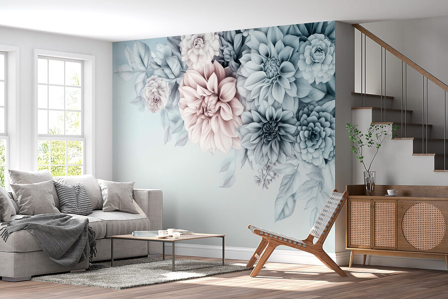 Gruppe von Blumen mit Blättern