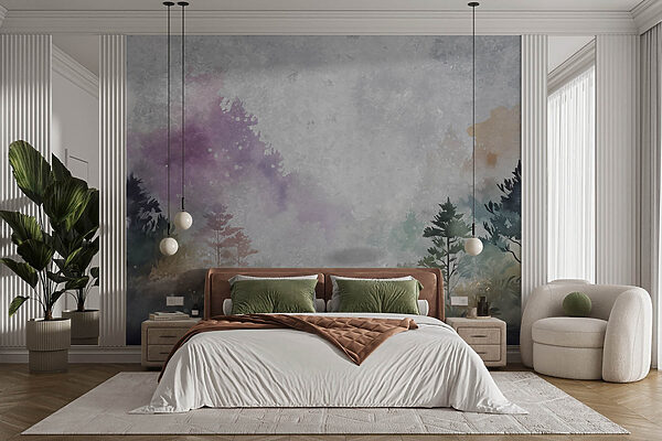 Painting of trees and bushes