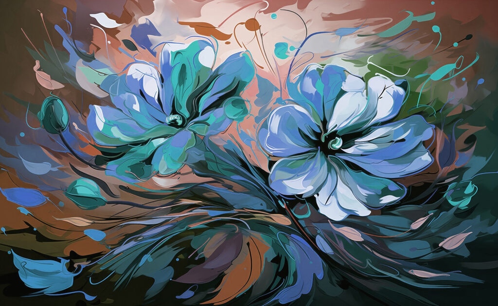 Malerei von Blumen auf einer Fläche Malerei von Blumen auf einer Fläche