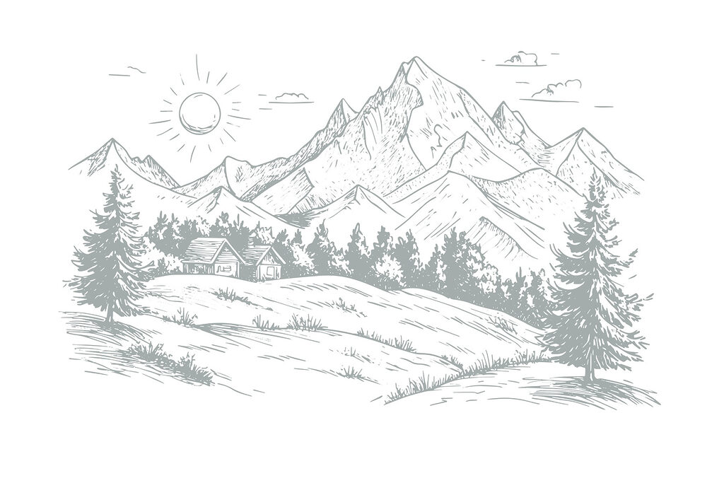 Landschaft mit Bäumen und Bergen Landschaft mit Bäumen und Bergen