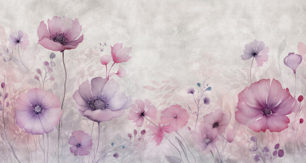 Gemälde von Blumen auf weißem Hintergrund Gemälde von Blumen auf weißem Hintergrund