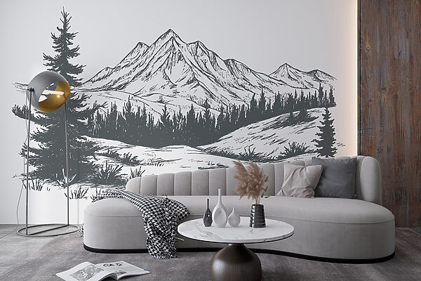 Drawing of a mountain range