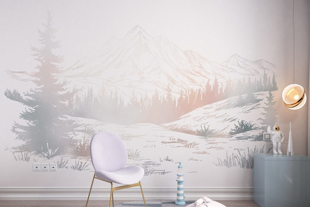 Landscape with trees and mountains