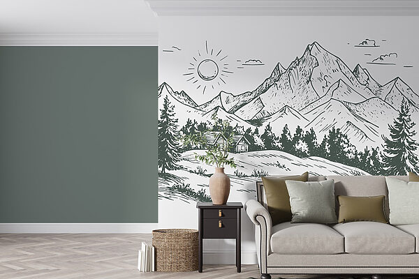 Landschaft mit Bäumen und einem Haus Landschaft mit Bäumen und einem Haus