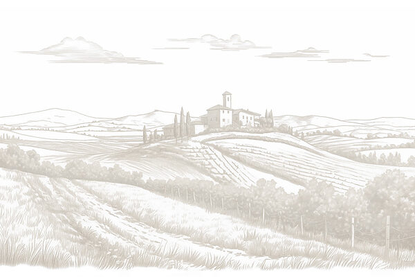 Landschaft mit einem Haus und Feldern Landschaft mit einem Haus und Feldern
