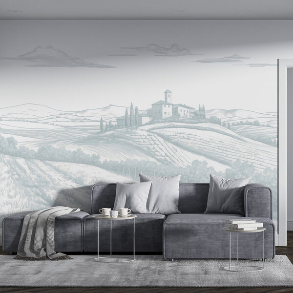 Landschaft mit einem Haus und Bäumen Landschaft mit einem Haus und Bäumen