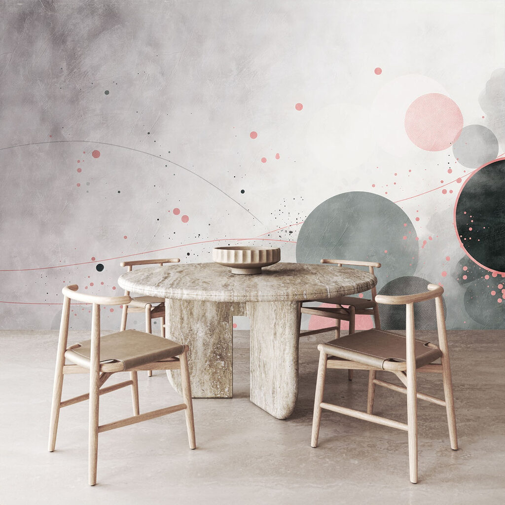 Grey and pink circles and lines