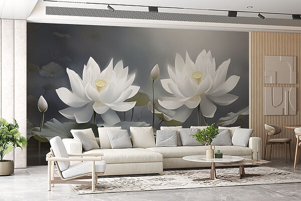 Gruppe von weißen Blumen im Wasser Gruppe von weißen Blumen im Wasser