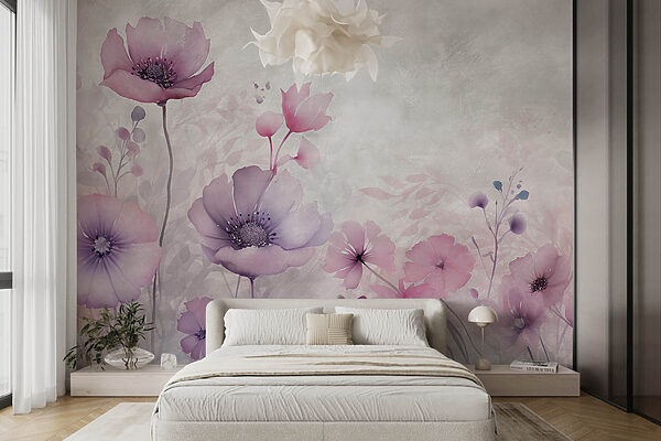 Gemälde von Blumen auf weißem Hintergrund Gemälde von Blumen auf weißem Hintergrund