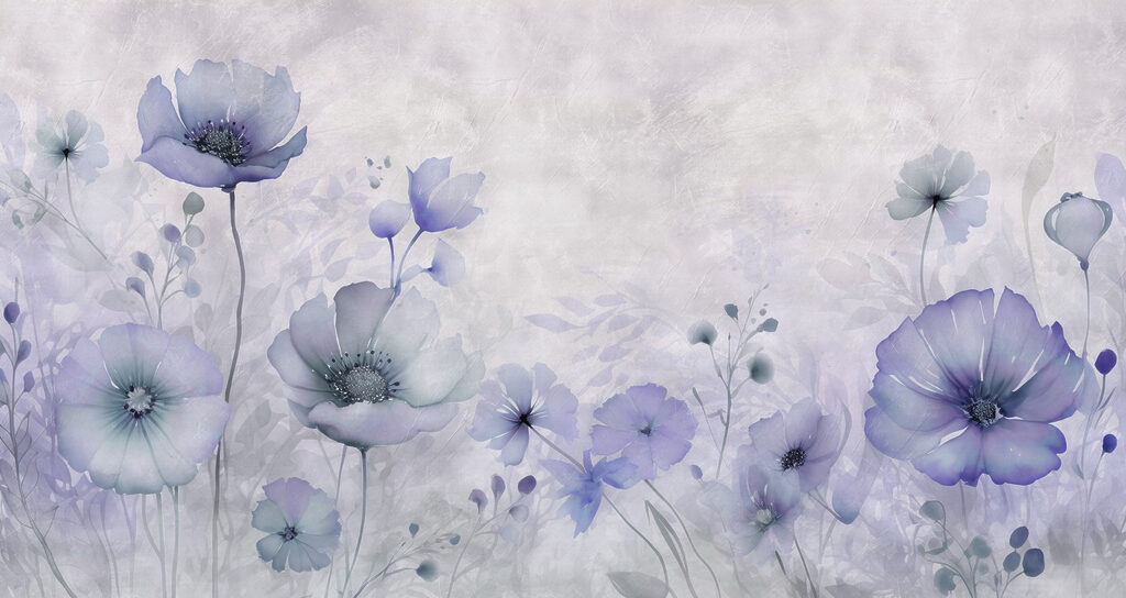 Gemälde von Blumen auf weißem Hintergrund Gemälde von Blumen auf weißem Hintergrund