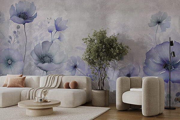 Gemälde von Blumen auf weißem Hintergrund Gemälde von Blumen auf weißem Hintergrund