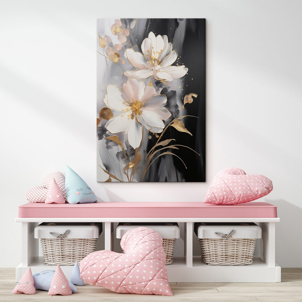 Delicate blossoms on a dark canvas