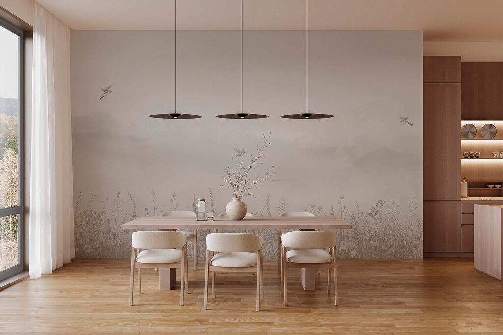 Bird flying over a field of flowers Bird flying over a field of flowers