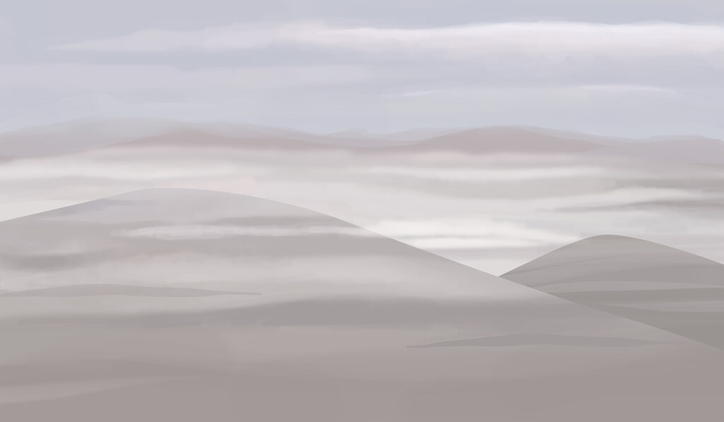 Landscape with hills and clouds