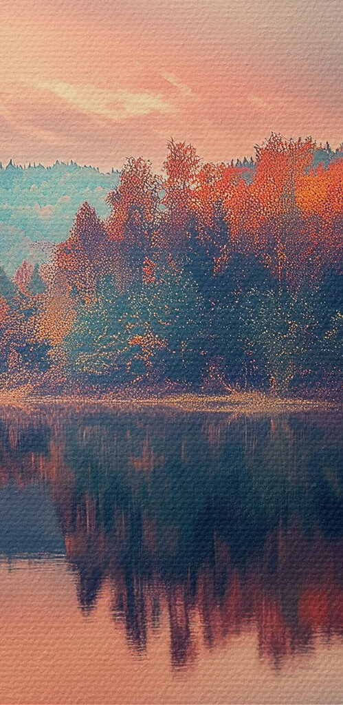 Lake with trees and clouds in the sky