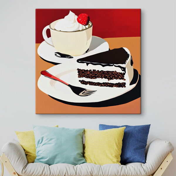 Ein Stück Kuchen und eine Tasse Kaffee Ein Stück Kuchen und eine Tasse Kaffee