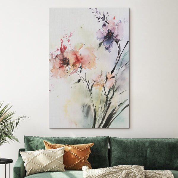 Malerei von Blumen auf einer weißen Fläche Malerei von Blumen auf einer weißen Fläche