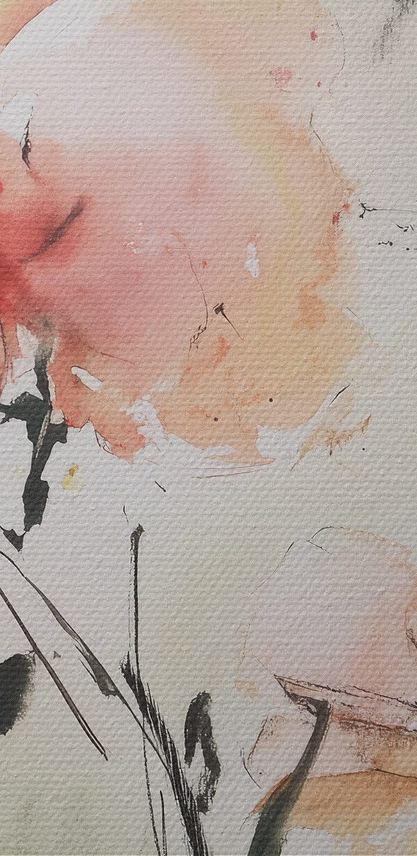 Malerei von Blumen auf einer weißen Fläche Malerei von Blumen auf einer weißen Fläche