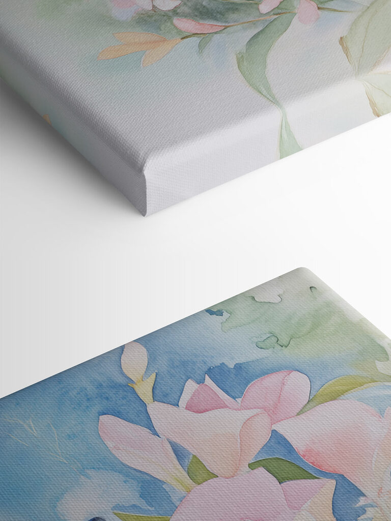 Painting of a butterfly on flowers