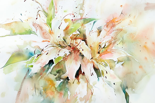 Malerei von Blumen auf einer weißen Fläche Malerei von Blumen auf einer weißen Fläche