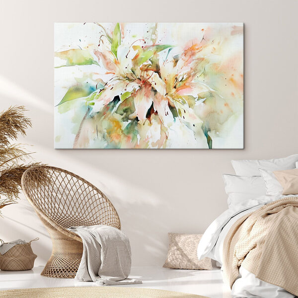 Malerei von Blumen auf einer weißen Fläche Malerei von Blumen auf einer weißen Fläche