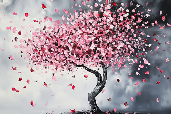 Baum mit rosa Blütenblättern Baum mit rosa Blütenblättern