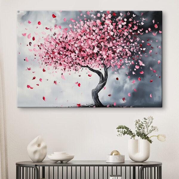 Baum mit rosa Blütenblättern Baum mit rosa Blütenblättern