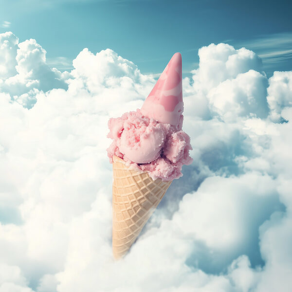 Rosa Eiswaffel in den Wolken Rosa Eiswaffel in den Wolken