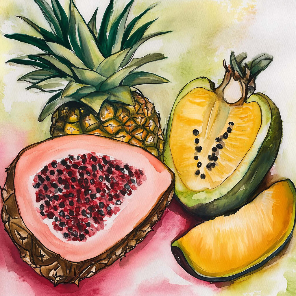 Watercolor painting of fruit