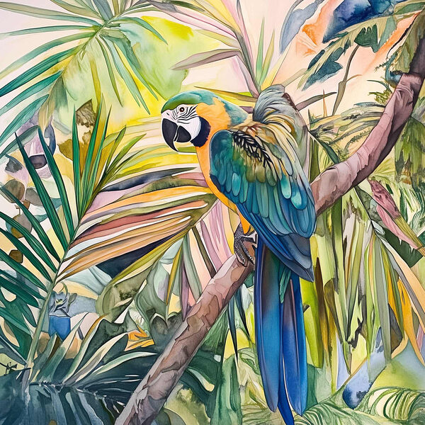 Bunter Vogel auf einem Baumzweig Bunter Vogel auf einem Baumzweig