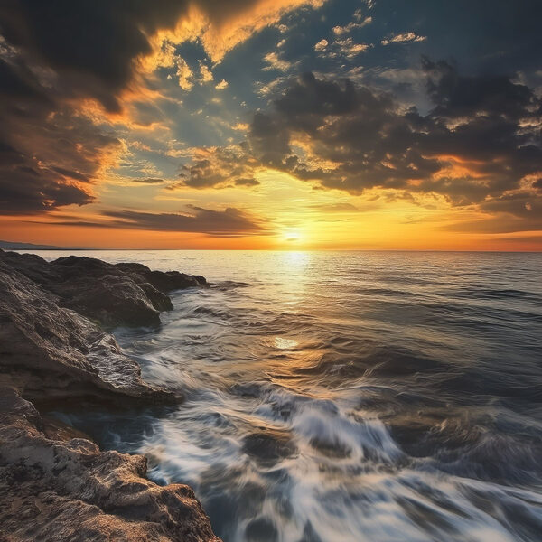 Sonnenuntergang über einer Wasserfläche Sonnenuntergang über einer Wasserfläche