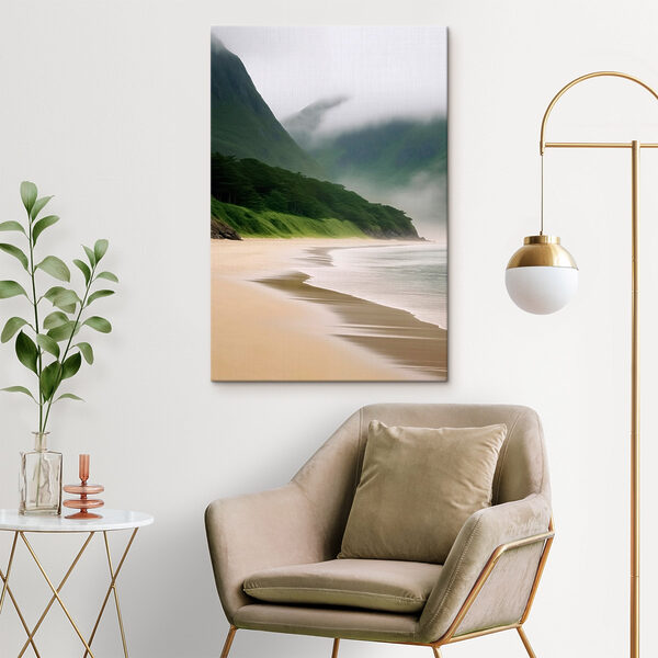 Strand mit Bäumen und Bergen Strand mit Bäumen und Bergen