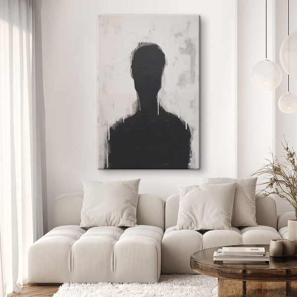Schwarz-Weiß-Malerei einer Person’s Kopf Schwarz-Weiß-Malerei einer Person’s Kopf