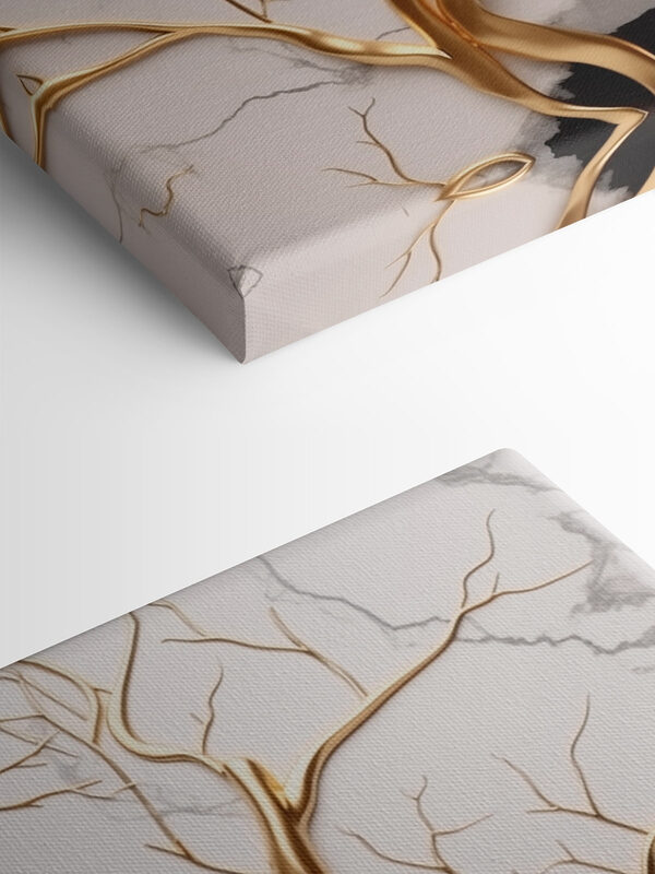 Elegant tree branches on marble backdrop