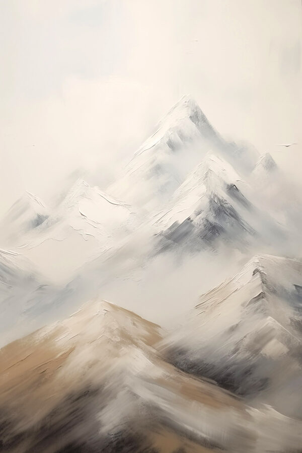 Gemälde von Bergen mit Schnee Gemälde von Bergen mit Schnee