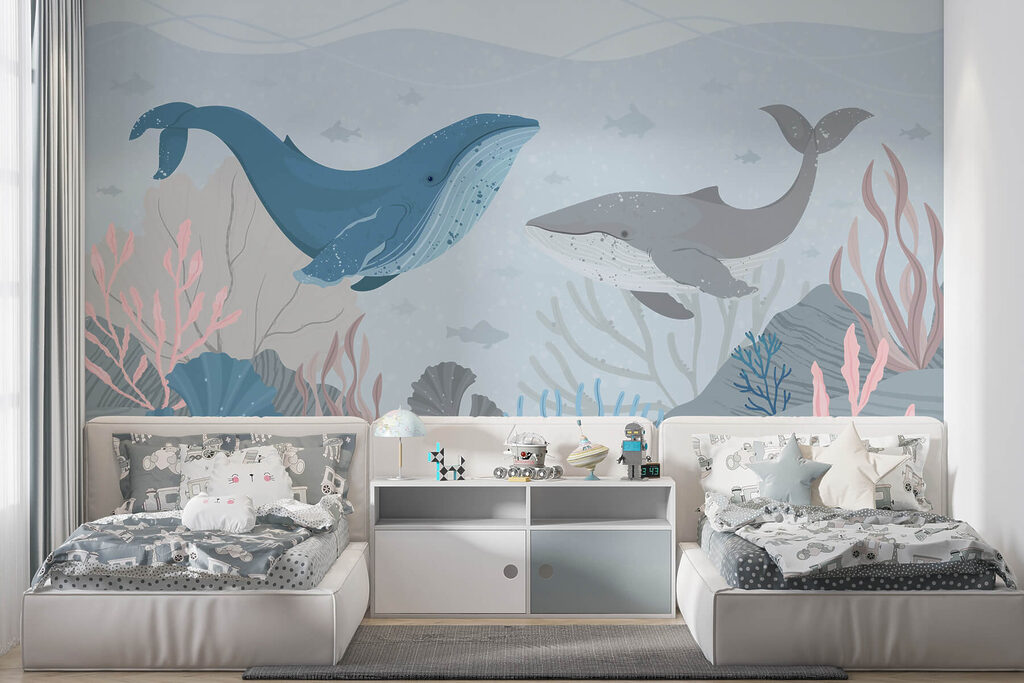 Whale and whale under water