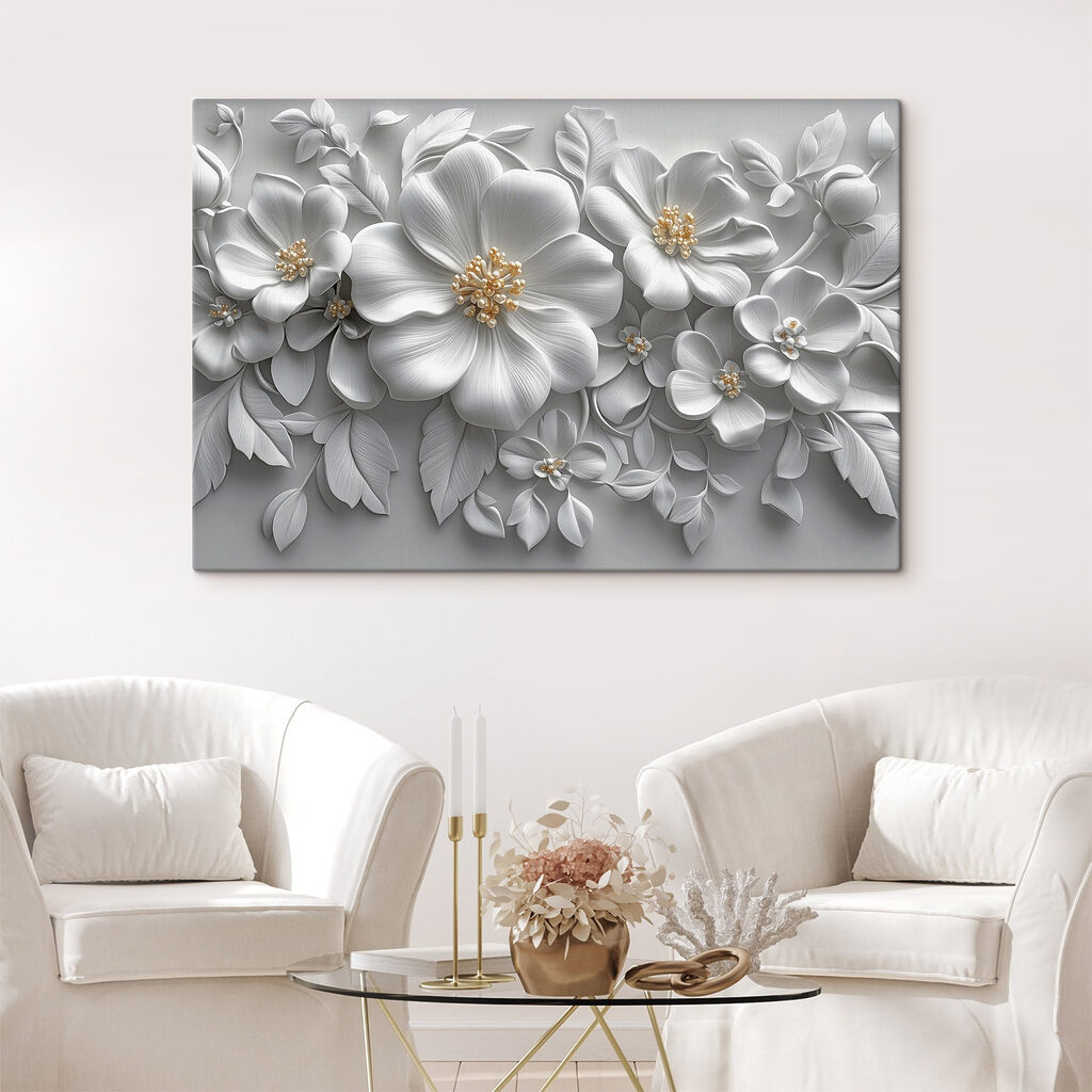 White flowers and leaves