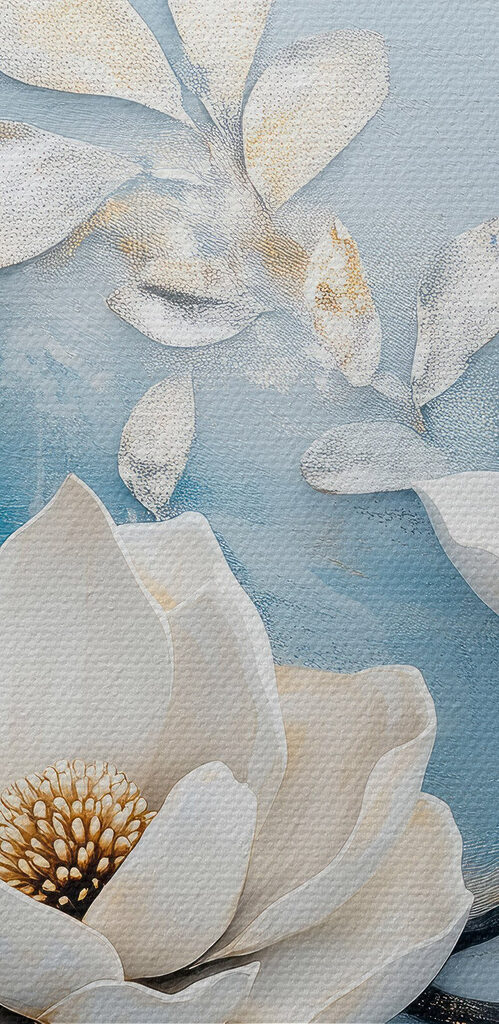 White flowers on a blue background White flowers on a blue background