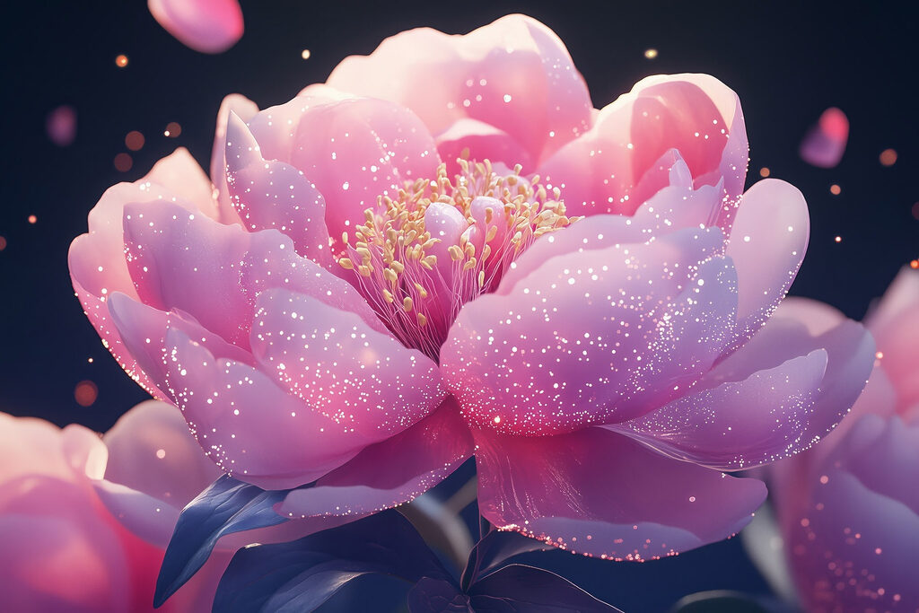 Pink flower with sparkles