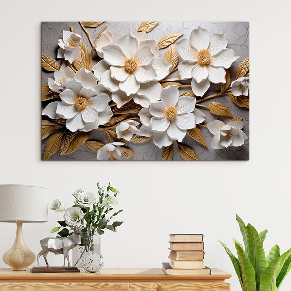 Group of white flowers and leaves