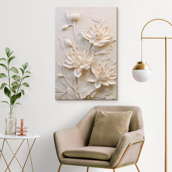 Wandbilder Weiße Blumenschnitzerei an einer Wand (Artikelnummer: s43334) Wandbilder Wandbilder Weiße Blumenschnitzerei an einer Wand (Artikelnummer: s43334)