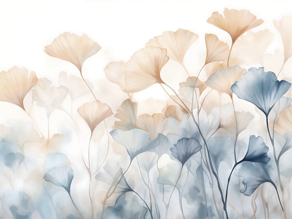 Malerei von Blumen mit Blättern Malerei von Blumen mit Blättern