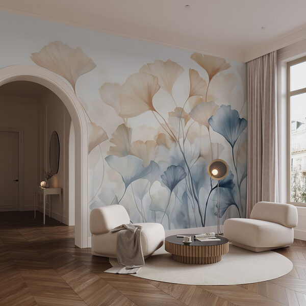 Malerei von Blumen mit Blättern Malerei von Blumen mit Blättern