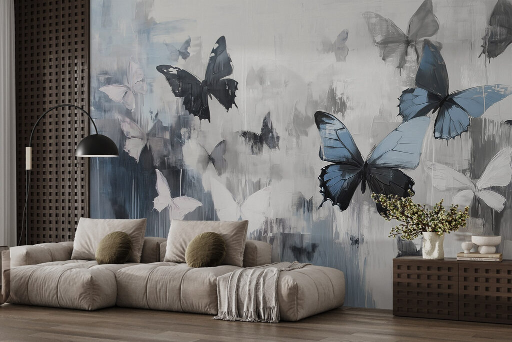 Painting of butterflies flying