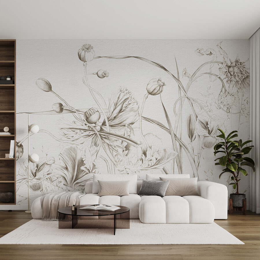 Zeichnung von Blumen und Blättern