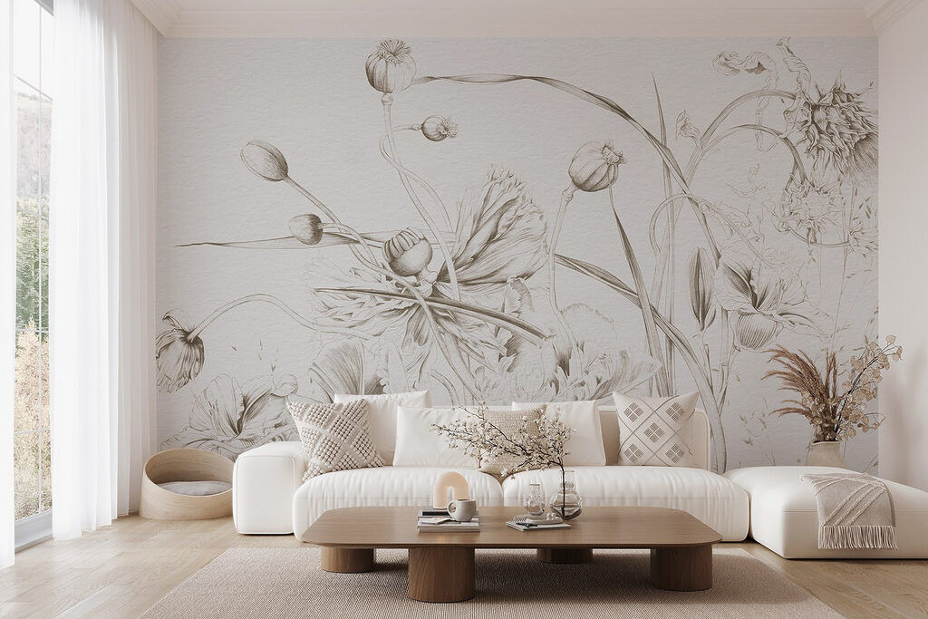 Drawing of flowers and leaves