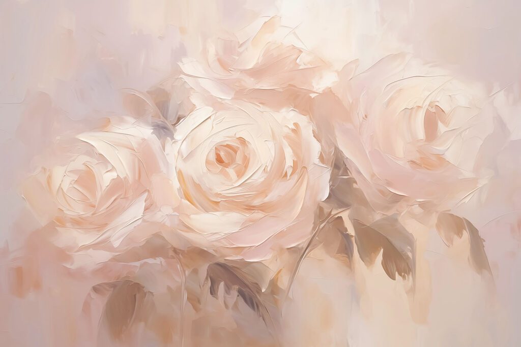 Malerei von Blumen auf einer weißen Fläche Malerei von Blumen auf einer weißen Fläche