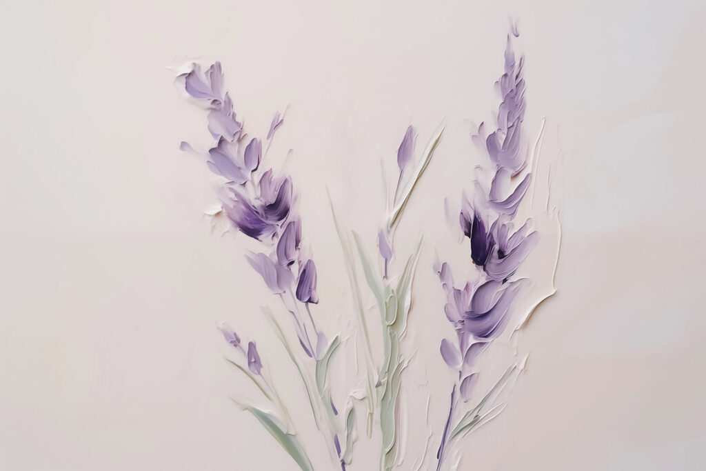 Gemälde von lila Blumen Gemälde von lila Blumen