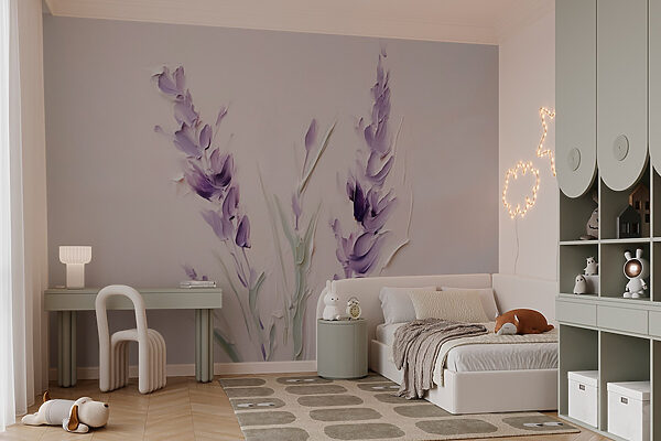 Gemälde von lila Blumen Gemälde von lila Blumen